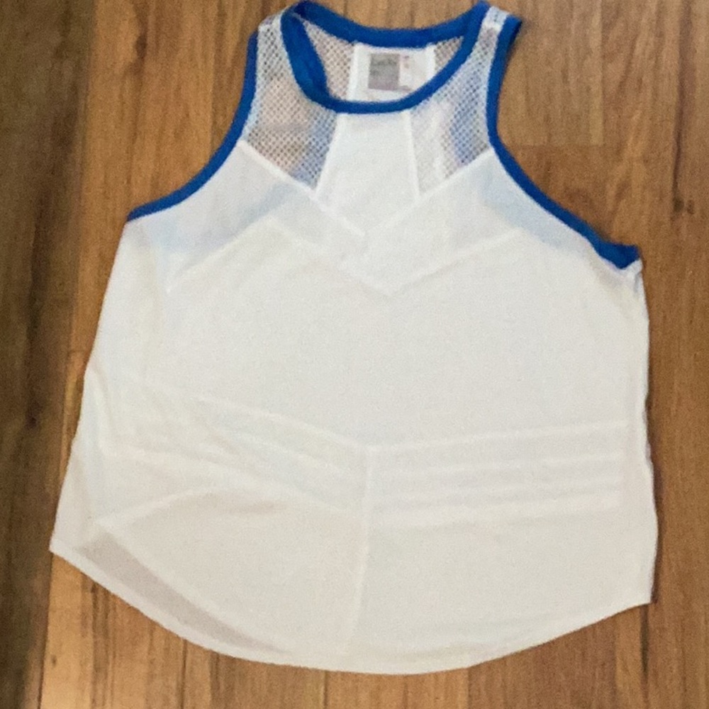 Lucky in Love White and Blue Tank Top